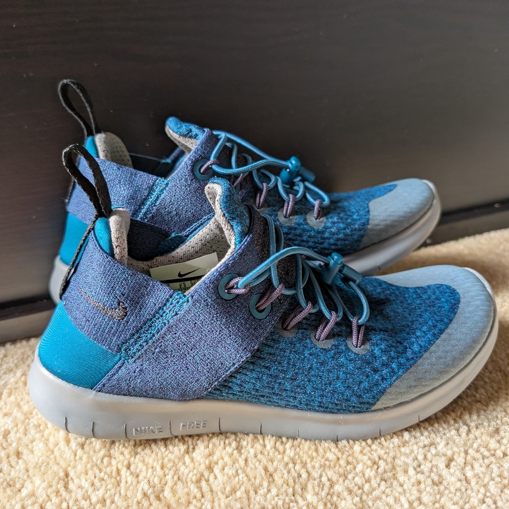 EUC NIKE Free Running Commuter 2017 Neon Turquoise 3.5Y Women's 5